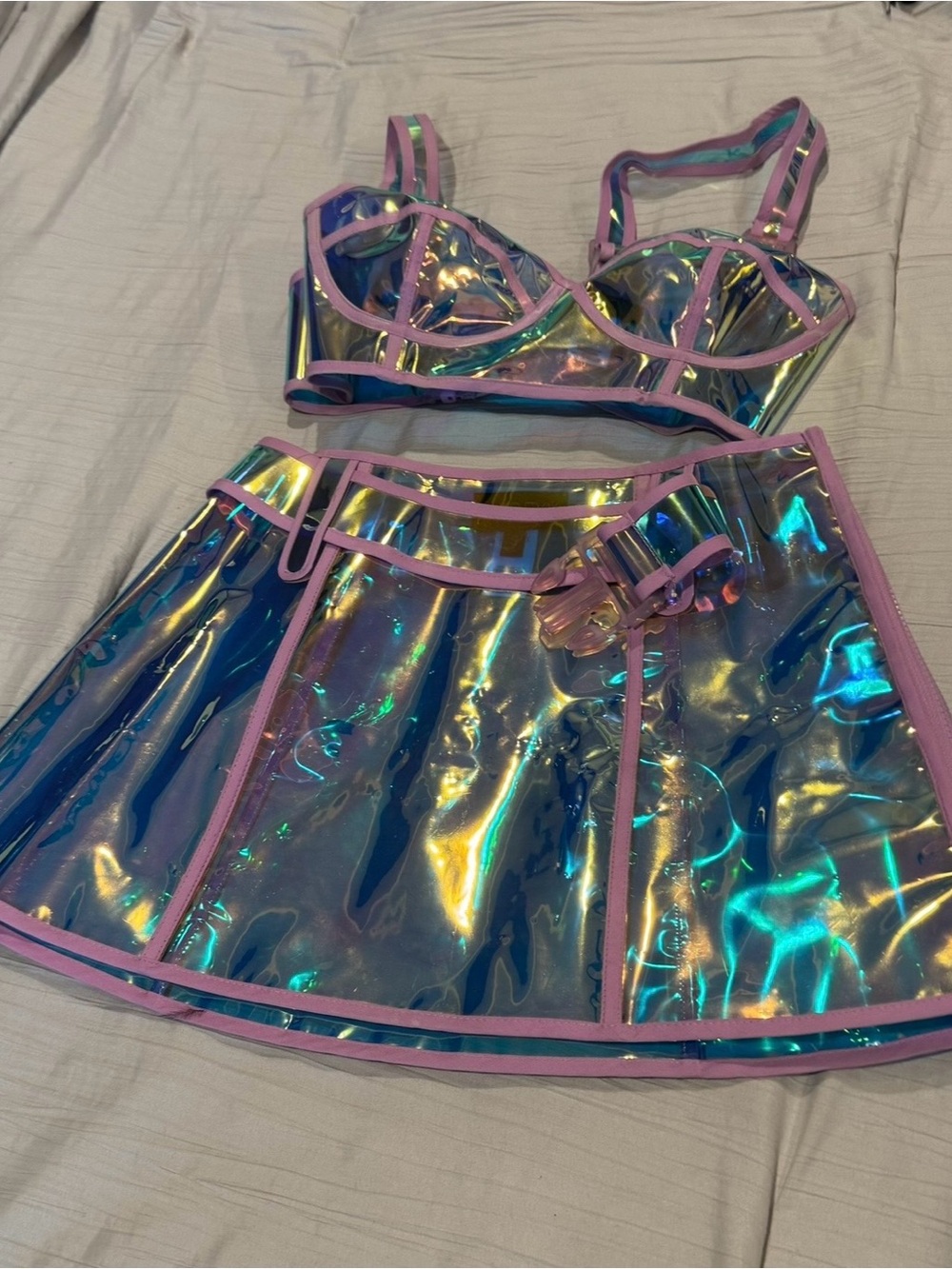 Dollskill Club Exx Iridescent Lavender Trim Bustier & Mini Skirt Set - Picture 4 of 5